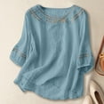 thumbnail image 1 of Crewneck T Shirts for Women Spring Short Sleeve Embroidered Print Tops Summer Casual Loose Basic Tee, 1 of 3
