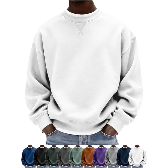 Crewneck Tops for Men Long Sleeve Layered Look Loose Fit Casual Everyday Pullover