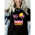 thumbnail image 1 of Crewneck Tshirt Sunny Beach Print Short Sleeve Shirt for Women, 1 of 4