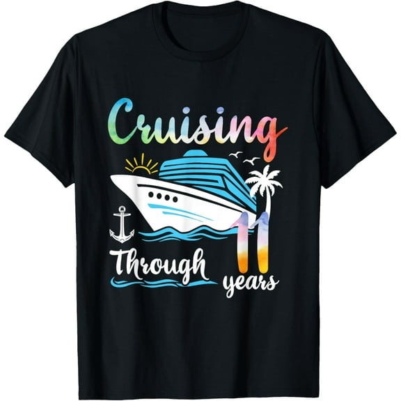 Crewneck Unisex Tee - Cruising Through 11 Years Anniversary 11th Wedding Cruise T-Shirt