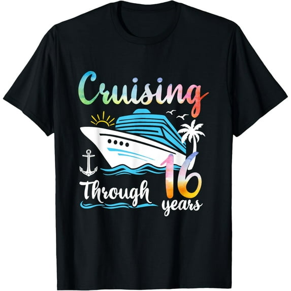 Crewneck Unisex Tee - Cruising Through 16 Years Anniversary 16th Wedding Cruise T-Shirt