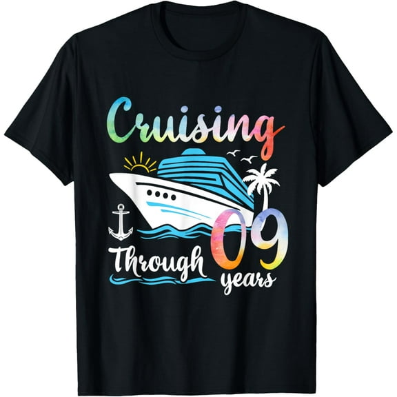 Crewneck Unisex Tee - Cruising Through 9 Years Anniversary 9th Wedding Cruise T-Shirt