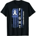 thumbnail image 1 of Crewneck Unisex Tee - Esophageal Cancer Awareness American Flag Esophageal Cancer T-Shirt, 1 of 4