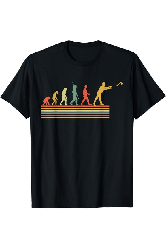 Crewneck Unisex Tee - Evolution Of Axe Throwing Axe Tossing Axe Throw T-Shirt
