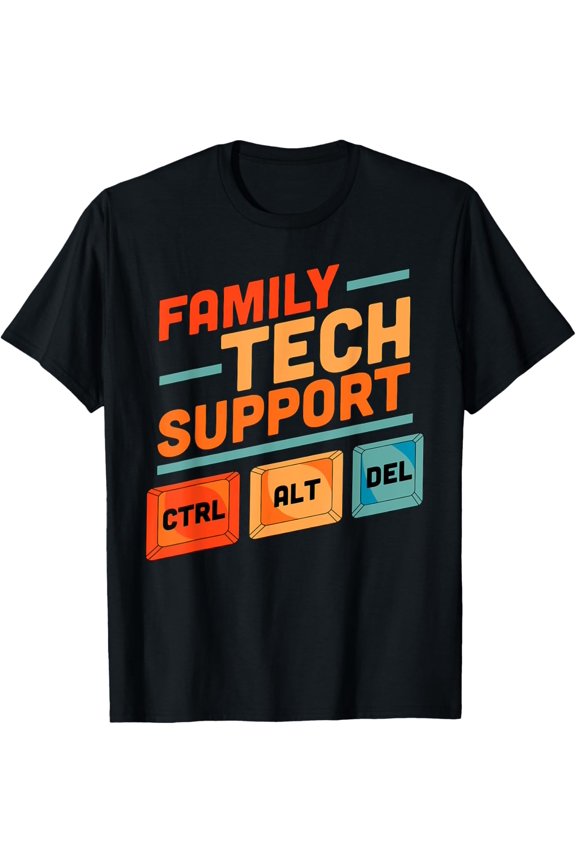 Crewneck Unisex Tee - Family Tech Support Ctrl + Alt + Del Control Alt Delete T-Shirt