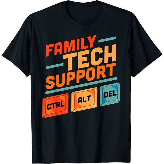 Crewneck Unisex Tee - Family Tech Support Ctrl + Alt + Del Control Alt Delete T-Shirt