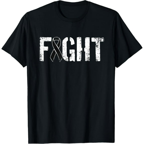 Crewneck Unisex Tee - Fight Melanoma Cancer - Military Style Awareness Ribbon T-Shirt