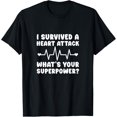 thumbnail image 1 of Crewneck Unisex Tee - Heart Attack Survivor I Survived Heart Attack Get Well T-Shirt, 1 of 4