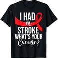 thumbnail image 1 of Crewneck Unisex Tee - I Had A Stroke - Stroke Survivor Red Awareness Ribbon T-Shirt, 1 of 4