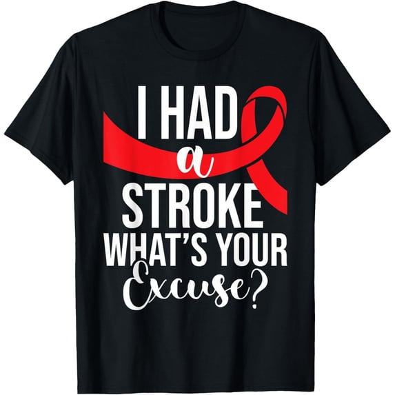 Crewneck Unisex Tee - I Had A Stroke - Stroke Survivor Red Awareness Ribbon T-Shirt