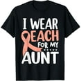 thumbnail image 1 of Crewneck Unisex Tee - I Wear Peach For My Aunt Uterine Cancer Awareness T-Shirt, 1 of 4