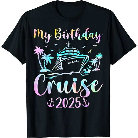 Crewneck Unisex Tee - My Birthday Cruise 2025 Party Cruise Birthday Vacation T-Shirt