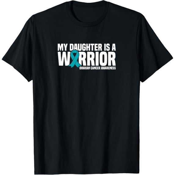 Crewneck Unisex Tee - My Daughter is a Warrior Ribbon Ovarian Cancer Awareness T-Shirt