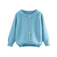 thumbnail image 1 of Crewneck Warm Sweater for Girls 10-12 Soft Open Front Knit Cardigan Fall Winter Fuzzy Raglan Sweaters Kids 4-5 Years, Blue, 1 of 5