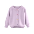 thumbnail image 1 of Crewneck Warm Sweater for Girls 10-12 Soft Open Front Knit Cardigan Fall Winter Fuzzy Raglan Sweaters Kids 5-6 Years, Purple, 1 of 5