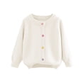thumbnail image 1 of Crewneck Warm Sweater for Girls 10-12 Soft Open Front Knit Cardigan Fall Winter Fuzzy Raglan Sweaters Kids 9-10 Years, White, 1 of 5