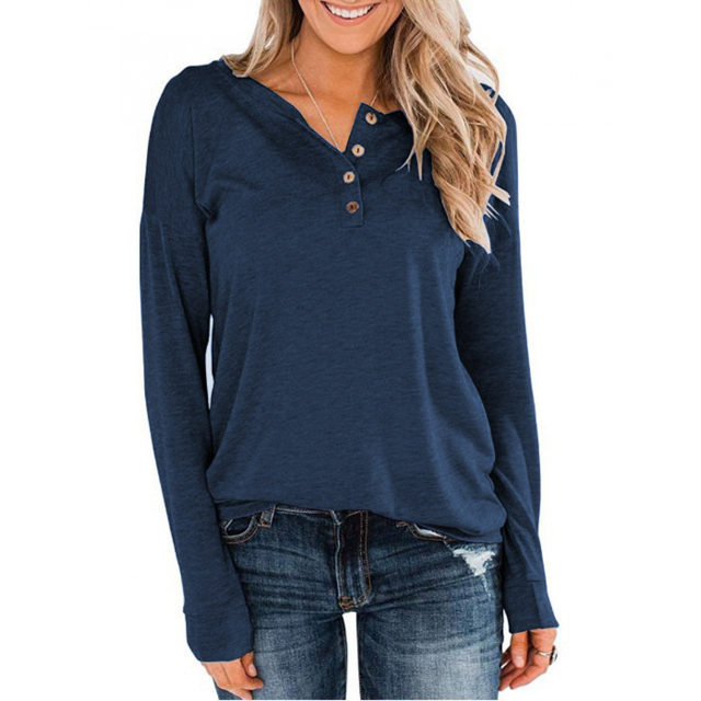 Crewoow Womens Henley Shirts V Neck Long Sleeve Button Down Tops Warm Waffle Knit Tees Solid