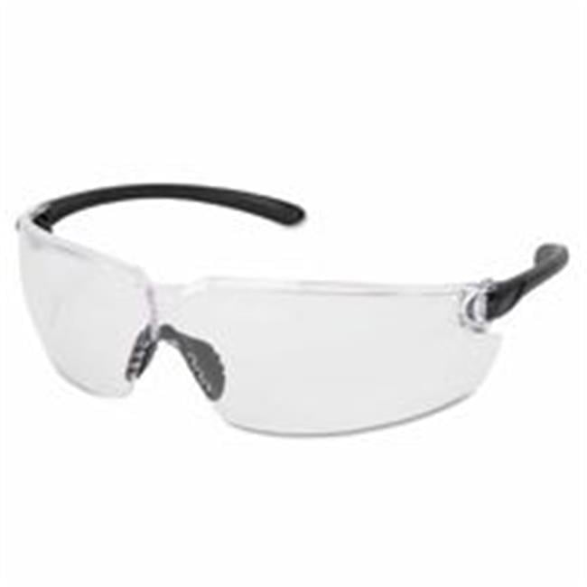 Crews 135-BL110 Blackkat Safety Glasses- Clear Polycarb Scratch-Resistant Lenses- Polycarb Frame