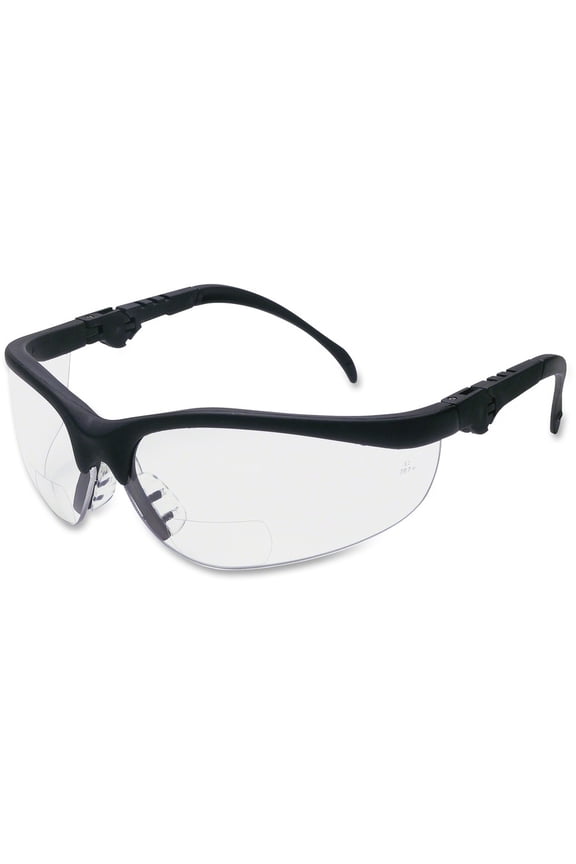 Crews Klondike Plus Magnifier Safety Glasses, Black Frame, Clear Lens, 1 Each (Quantity)