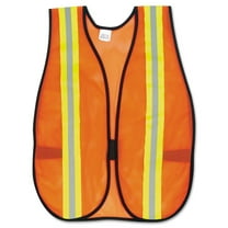Crews, MCSCRWV201R, Reflective Fluorescent Safety Vest, 1 Each, Orange,Silver Stripe