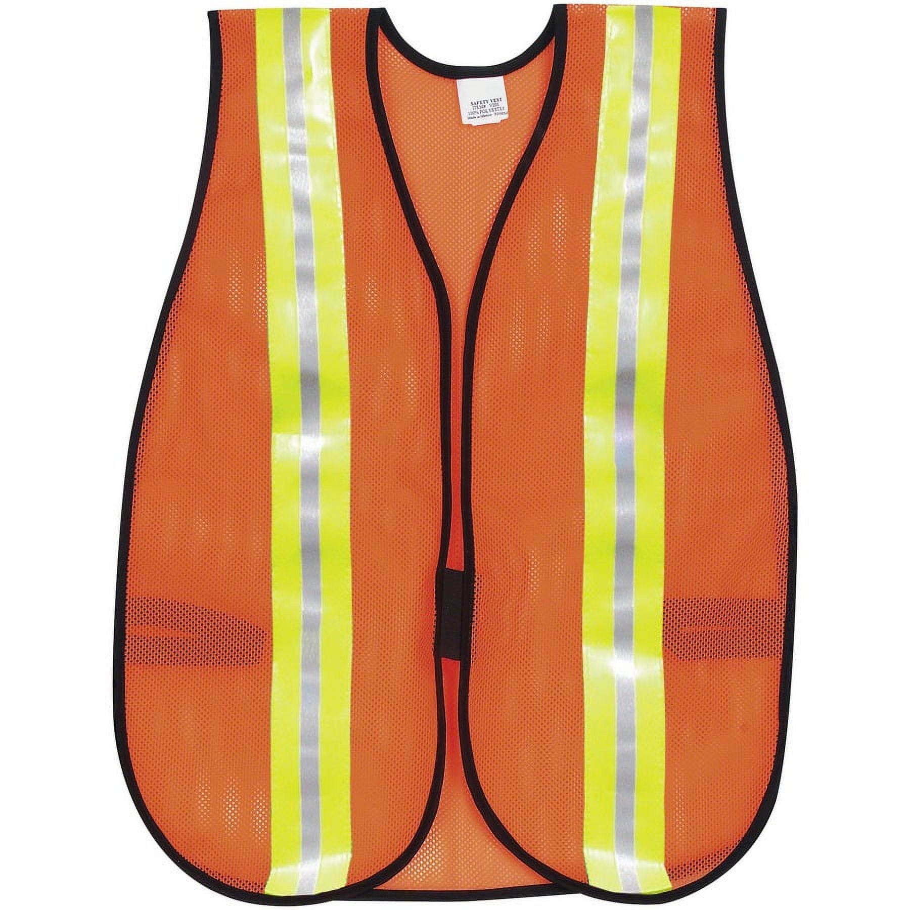 Crews General-purpose Safety Vest - Polyester - Orange - Elastic Strap, Hook & Loop, Comfortable, Washable, Lightweight - 1 Each Crews General-purpose Safety Vest - Polyester - Orange - Elastic Strap, Hook & Loop, Comfortable, Washable, Lightweight - 1 Each