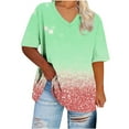 thumbnail image 1 of Crgrtght Women T Shirt Plus Size Tops for Women Casual Bling Shirts for Women Printed V-Neck Short-Sleeved Top Oversized Tshirts for Women Dressy, 1 of 4