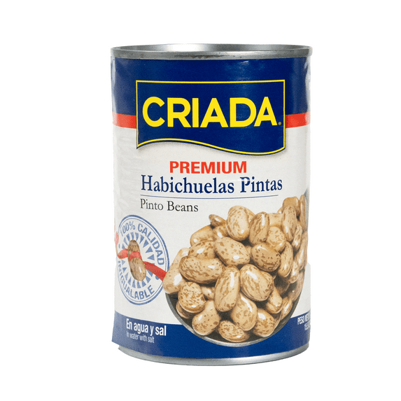 Criada Premium Canned Pinto Beans, Water with Salt, 15.5oz, Gluten Free, Shelf Stable, Aluminum Can