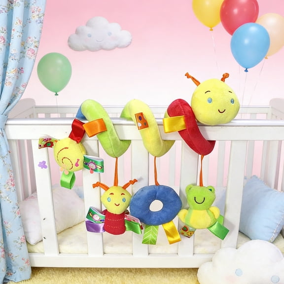 Crib Activity Hanging Plush Toy Set - Soft Cuddly Hanging Crib Toys with Ringing Effect, Flexible Crib Wraparound Plush Decor, Stuffed Hanging Toys for Crib and Bedroom Decoration, 11*14in