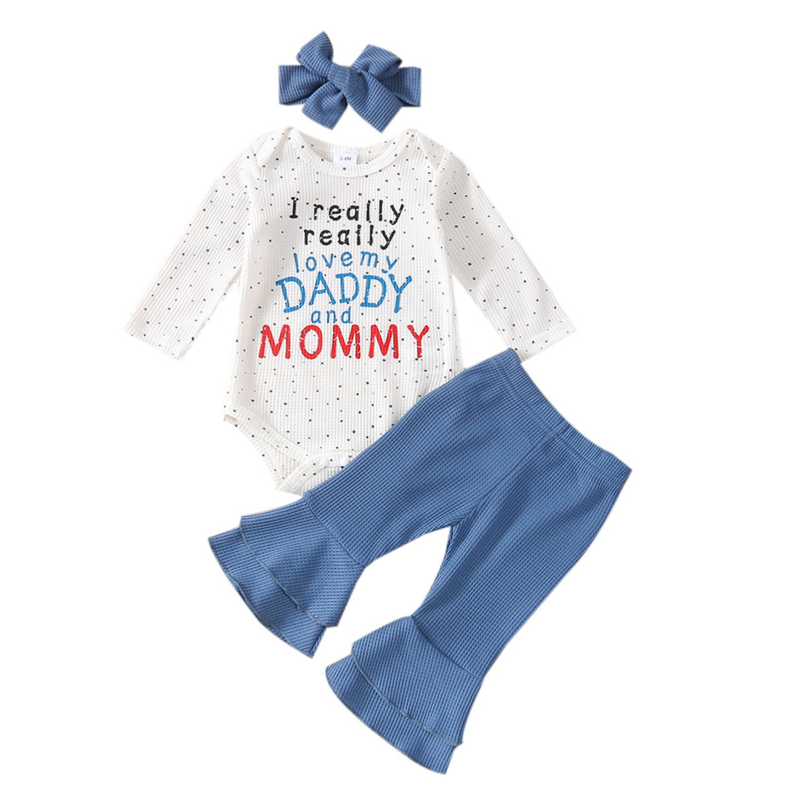 Crib Baby Unisex Print Autumn Long Sleeve Romper Bosyduit Pants Bell