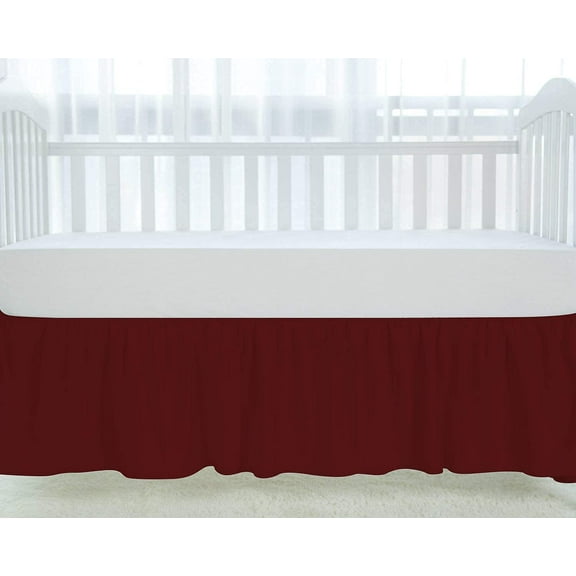 Crib Bed Skirt Dust Ruffle Nursery Crib Toddler Bedding Microfiber Fabric Ruffle Bed Skirt for Baby Boys or Girls (28” x 52” x 14’’) - Burgundy Solid
