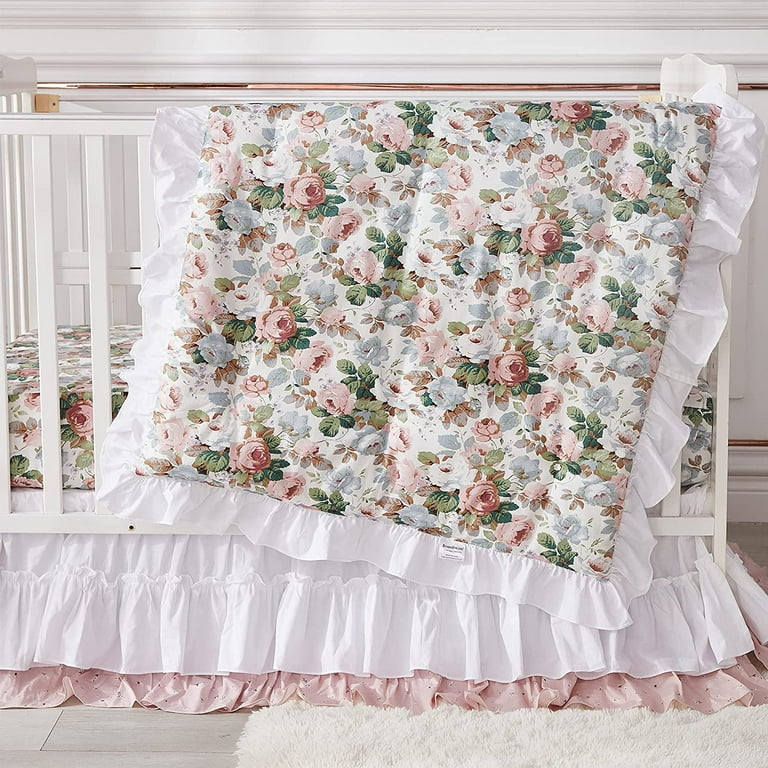 Crib Bedding Sets for Girls 3 Piece French Country Floral Nursery Set Chic Baby Comforter Crib Sheet Crib Bed Skirt Included Walmart