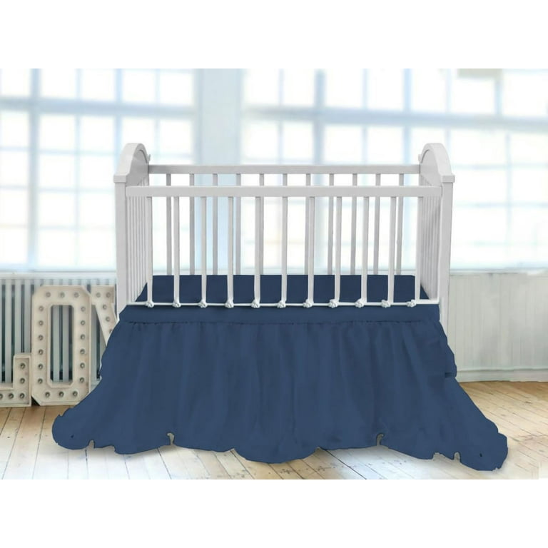 Navy Blue Baby Blue Crib Skirt Navy Linen Crib Skirt 16″ Drop Navy