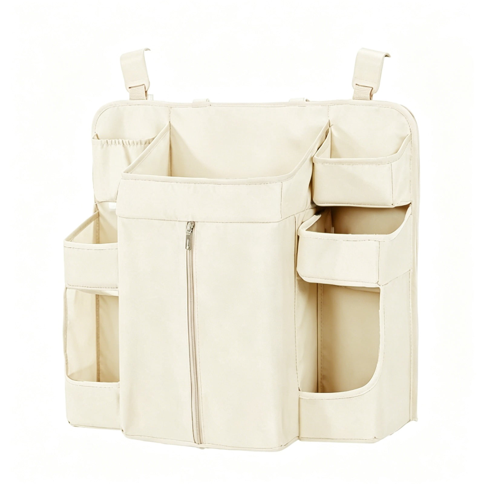 Crib Hanging Storage Bag, Large Capacity Layered Pockets, Waterproof Oxford Fabric, Drill Free Installation, Washable Nursery Organizer for Diaper Storage, Baby Essentials and Bedroom Tidying