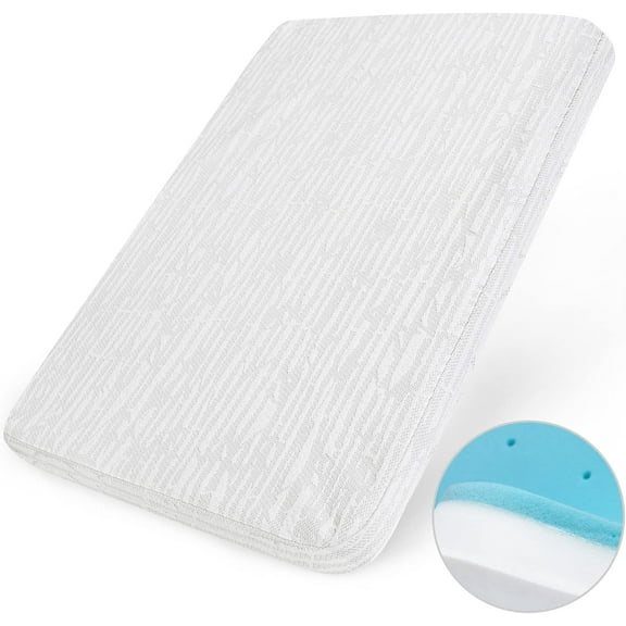 Crib Mattress Topper 52" x 27" x 2" for Toddler/Crib Bed, Memory Foam Wateproof Mattress Pad with Removable Cover