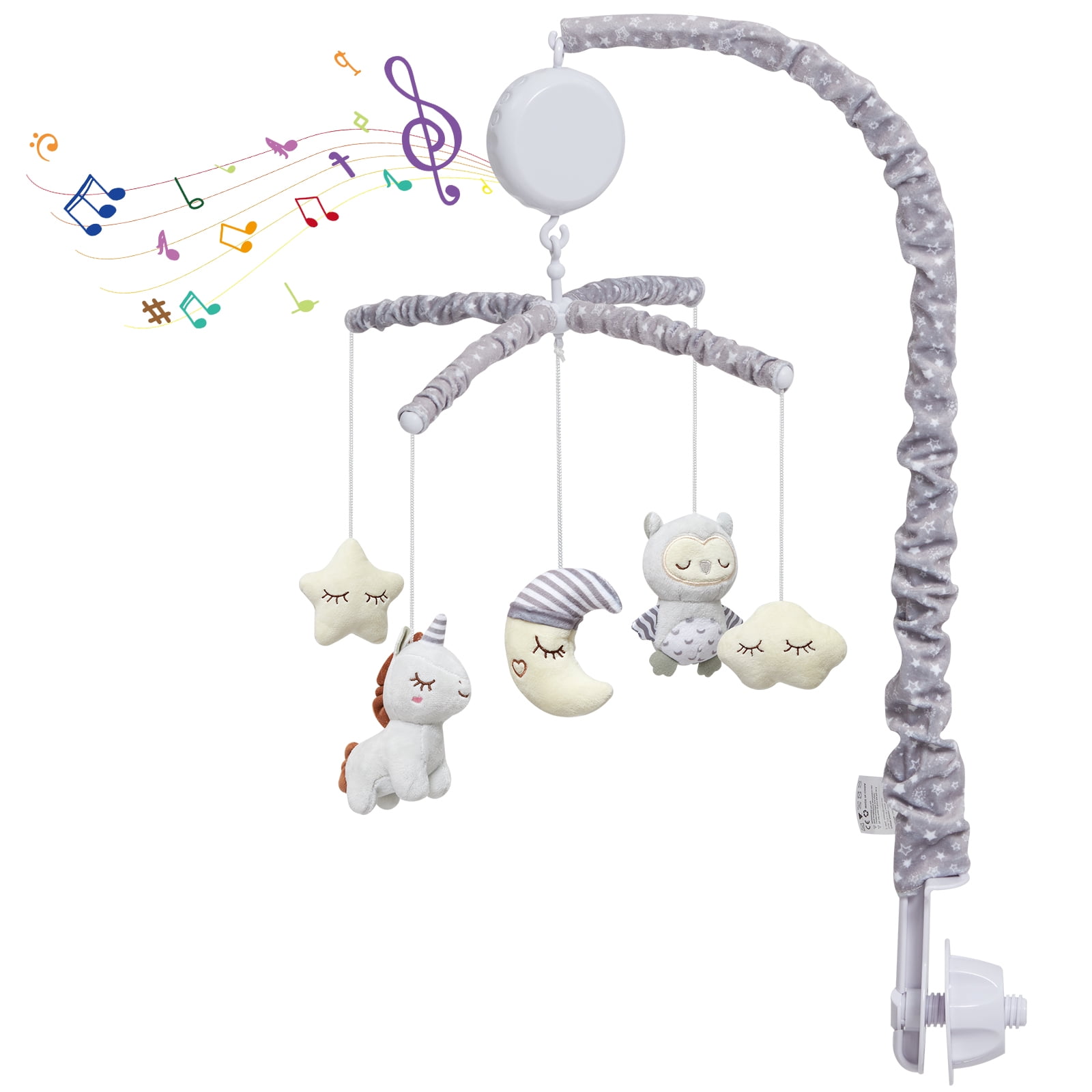 Crib Mobile Baby Mobile with 3 Modes Musical Box & Removable Soft