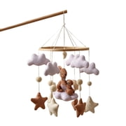 Crib Mobile for Nursery, Boho Plush Cloud Star and Double Bunny Hanging Decor