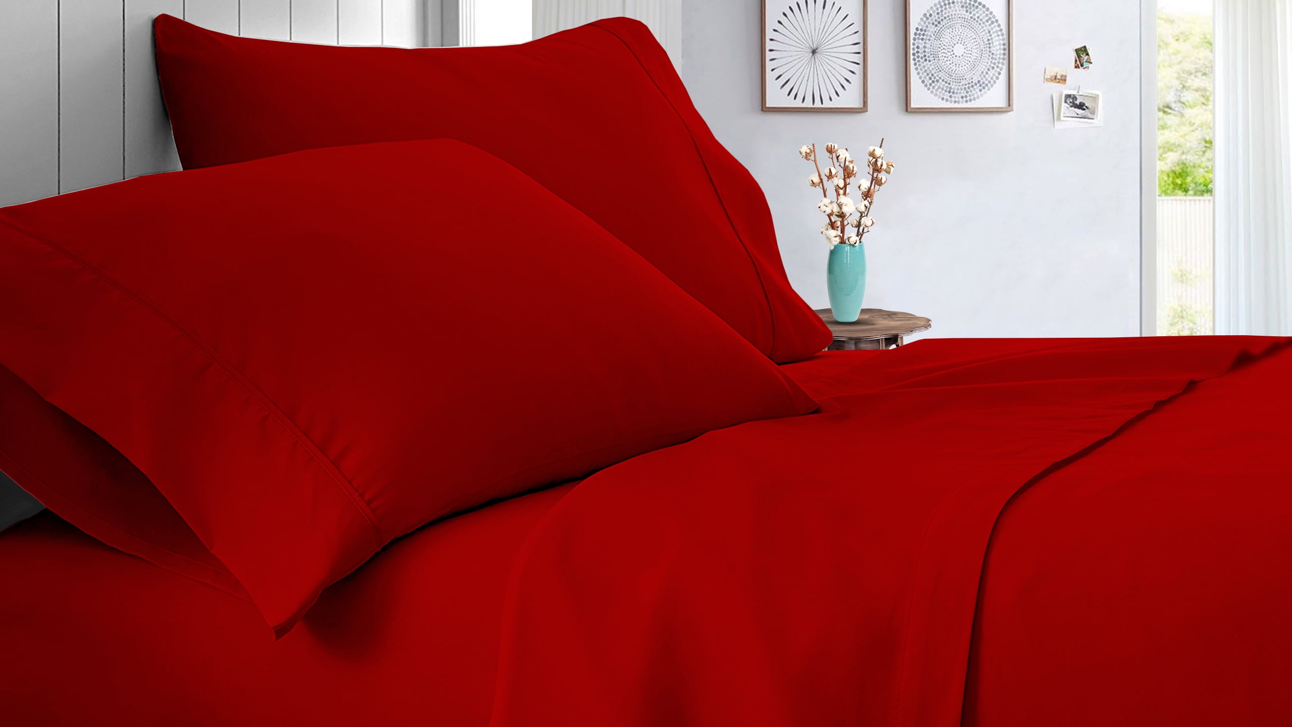 Crib RV Bunk & Truck Sleeper 4 piece sheet set 600 TC Bed Sheets for Campers, RV's & Travel Trailers, Cot beds Egyptian cotton sheets Easy Fit Mattress upto 14” Inch Deep Pocket Blood Red solid