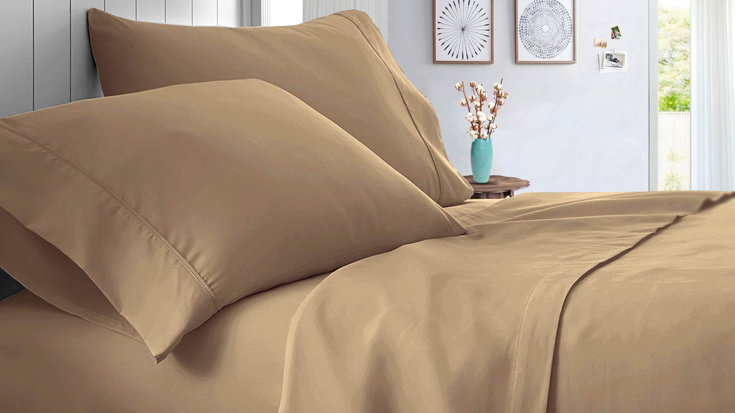 Crib RV Bunk & Truck Sleeper Fitted Sheet 1000 TC Bed Sheets for Campers, RV's & Travel Trailers, Cot beds Egyptian cotton sheets Easy Fit Mattress upto 14” Inch Deep Pocket Taupe solid