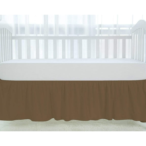 Crib Skirt Dust Ruffle, 100% Egyptian Cotton 800 Thread Count, Nursery Crib Toddler (28" x 52" x 14") Bedding Skirts for Baby Boys or Girls, 14" Drop, Taupe Solid
