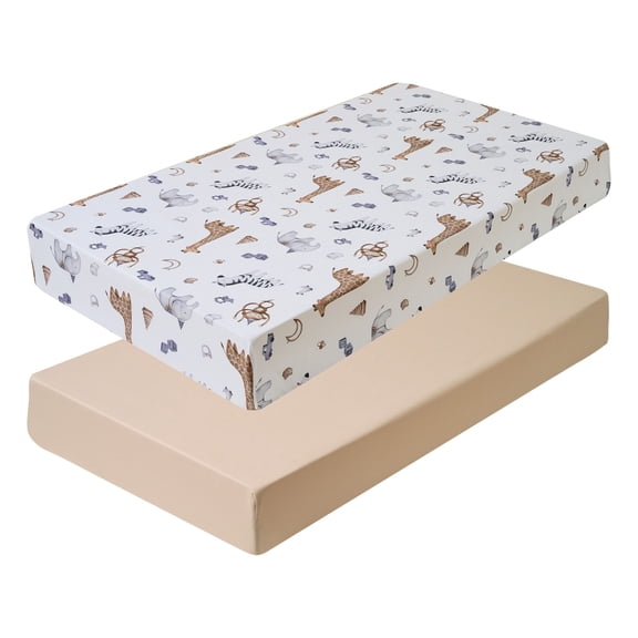 Crib & Toddler Extra Soft Microfiber Fitted Sheets for Standard Crib & Toddler Mattress Pad for Baby Girls and Boys, 2-Pack