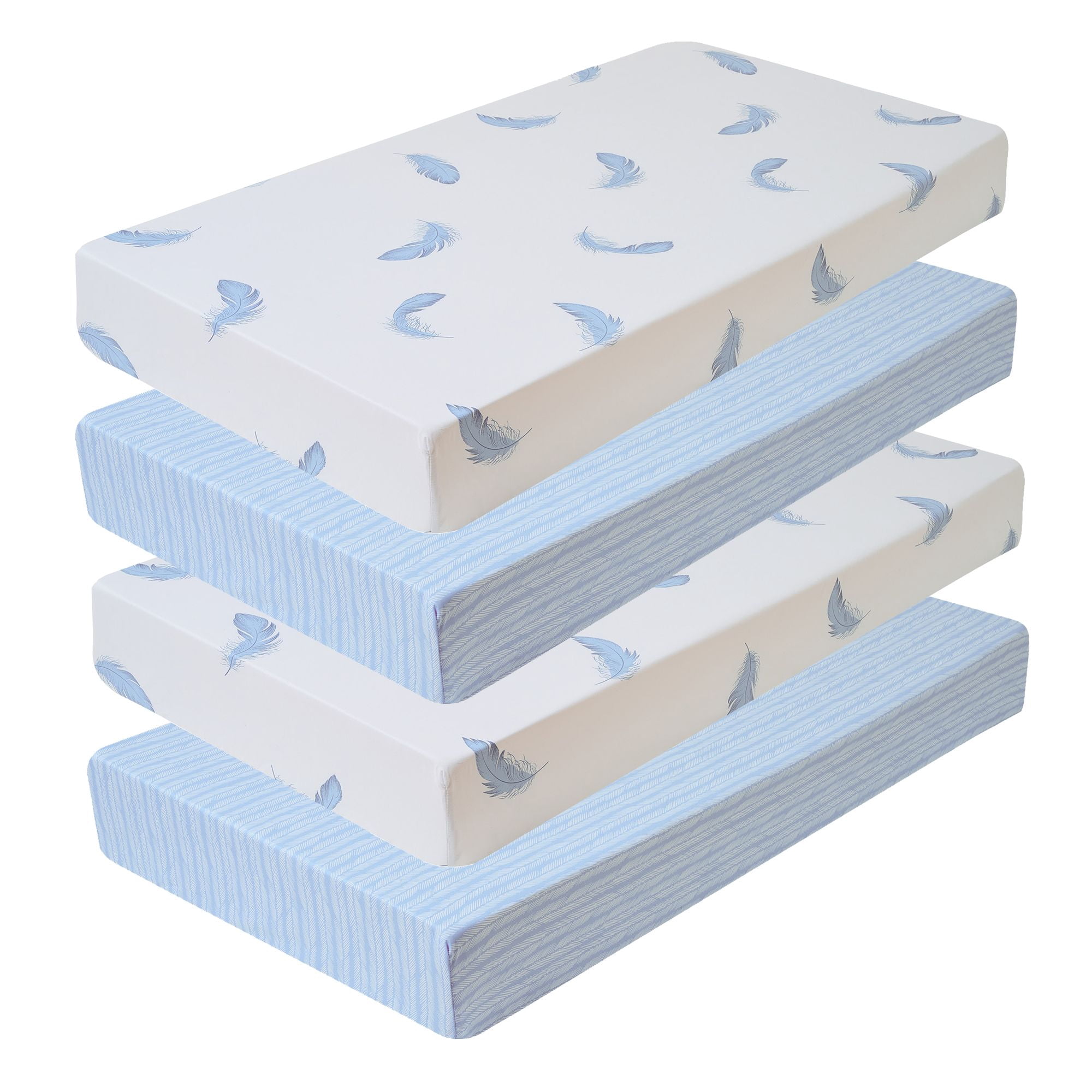 Crib & Toddler Extra Soft Microfiber Fitted Sheets for Standard Crib & Toddler Mattress Pad for Baby Girls and Boys, 4-Pack