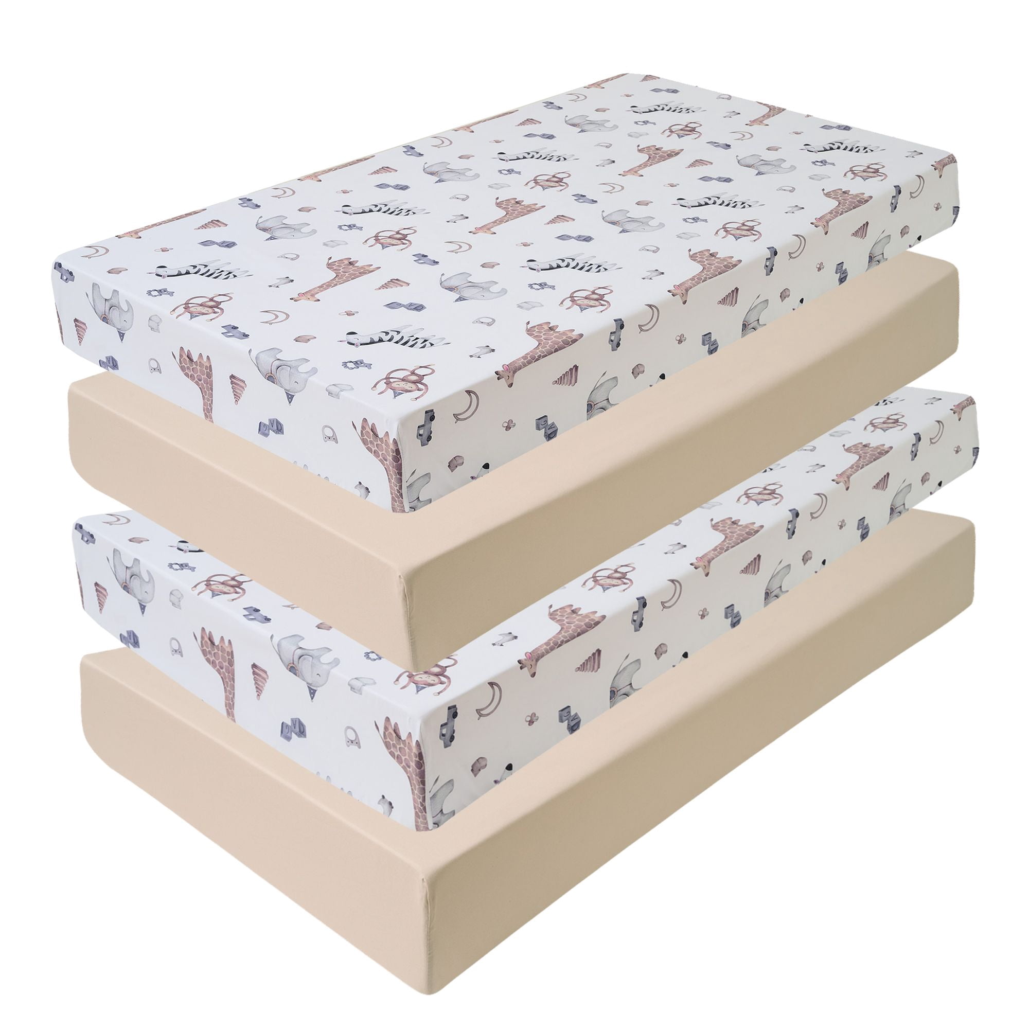 Crib & Toddler Extra Soft Microfiber Fitted Sheets for Standard Crib & Toddler Mattress Pad for Baby Girls and Boys, 4-Pack