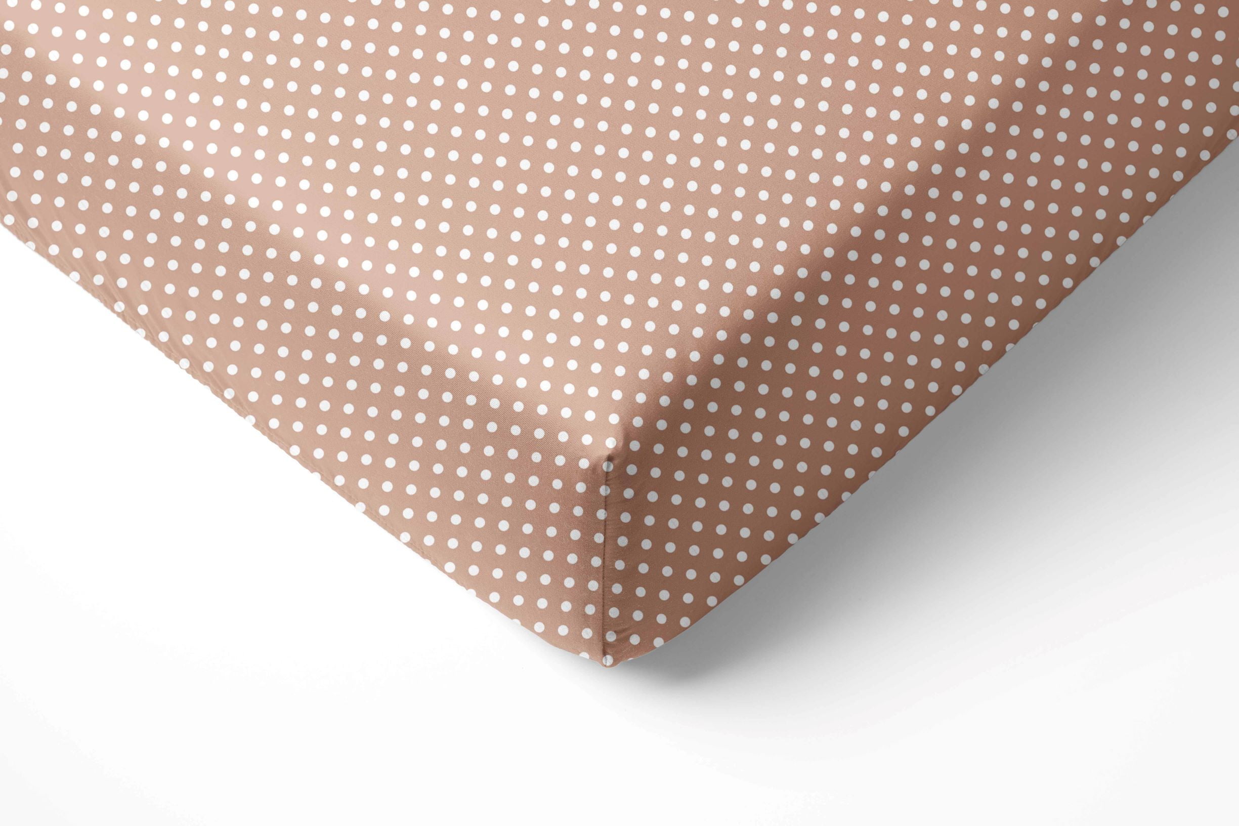 Crib or Toddler Bed Fitted Sheet 100% Cotton Percale, Beige Pin Dots