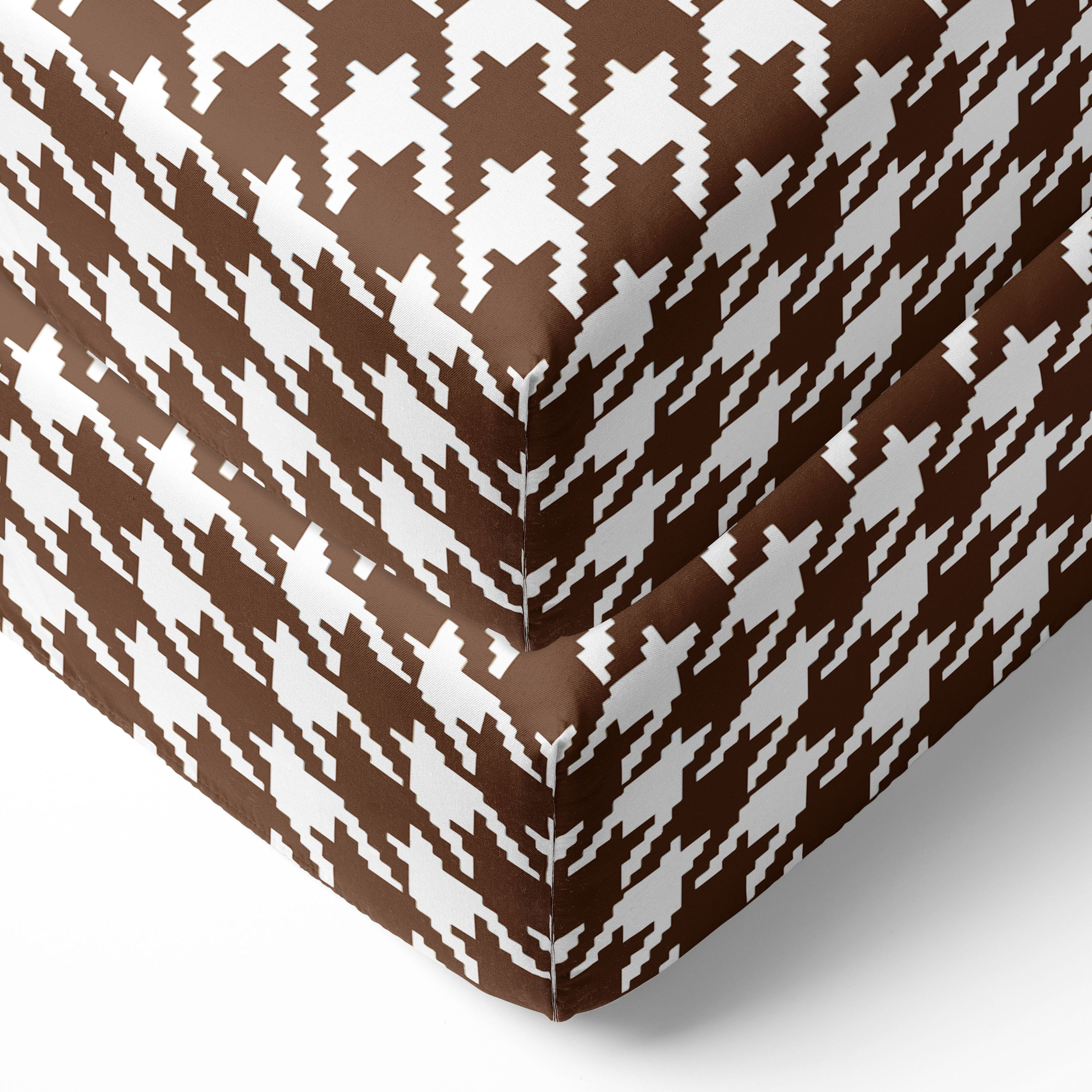 Crib or Toddler Bed Fitted Sheet 100% Cotton Percale, Dots Stripes Houndstooth Chocolate