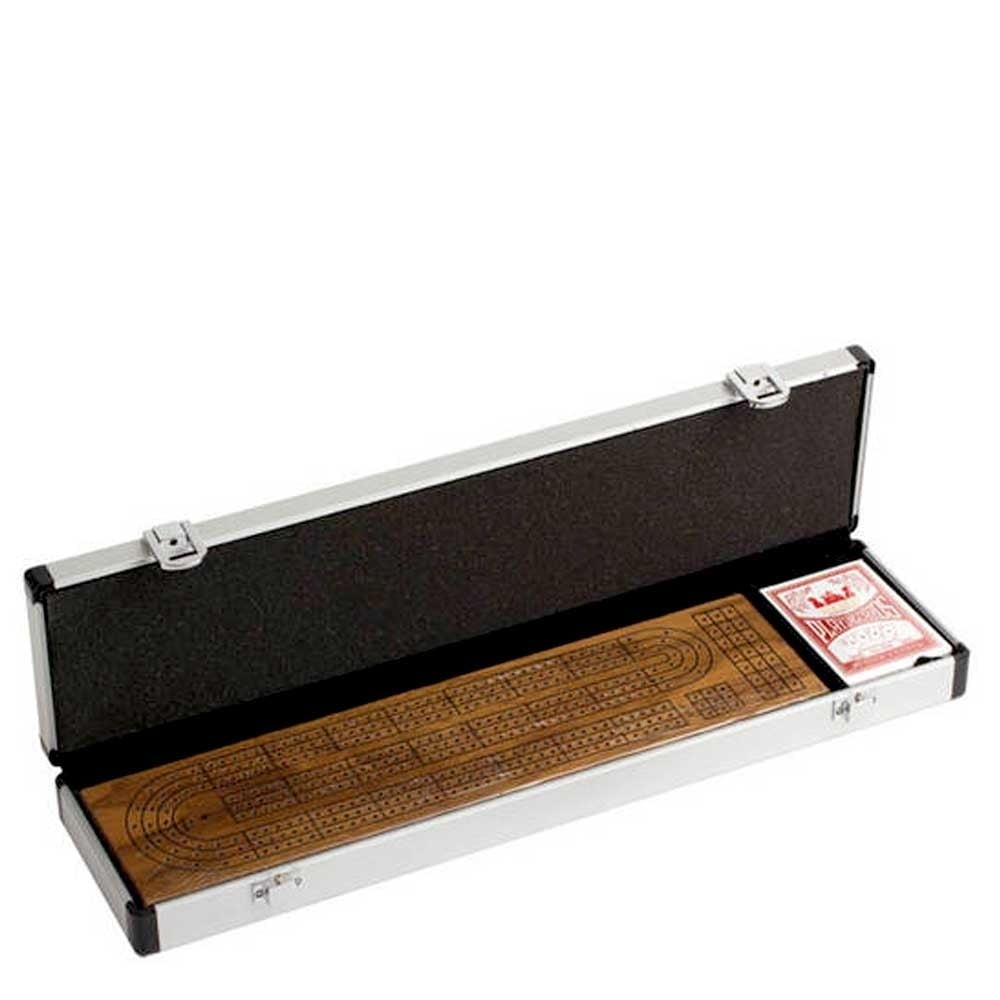 Cribbage 3 Track WALNUT In Aluminum Case