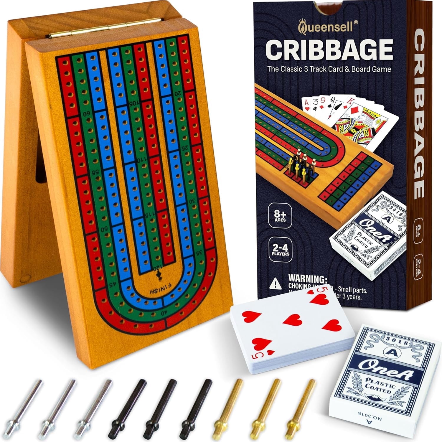 Cribbage Basic Set Cribbage Board Game Set with Storage - Classic Game Travel Cribbage ...