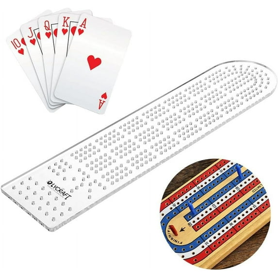 Cribbage Board Template 3.7x15 Inch 3-Track Clear Acrylic Router Templates with 2.7mm Hole Track Style Woodworking Project Kit DIY Router Guide Kit for Game Templates for Card Game DIY