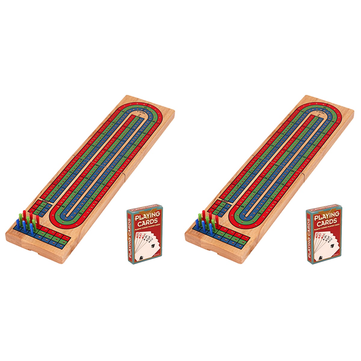 Cribbage Card Game Scoring Board Table Solid Wood Party 2 Sets Writing Wooden Runners The Family