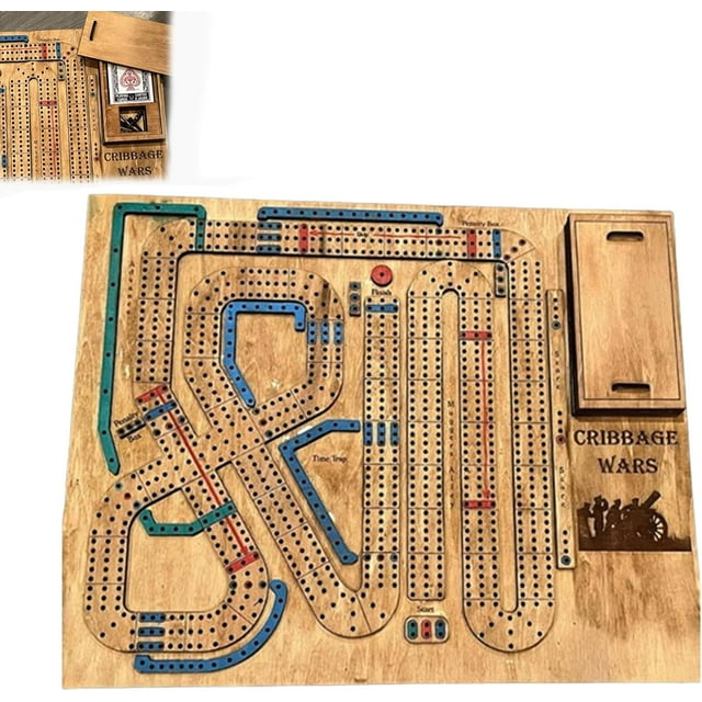 Cribbage War Game, 2024New Wooden Cribbage Board Game Set with Builtin