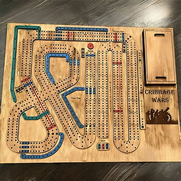Cribbage Wars Board Game, Cribbage Wars, Cribbage War Game, Cribbage Boards Unique, Wooden Cribbage Board Game Set with Built-in Storage Compartment for Cribbage Pegs,Cribbage Boards Unique